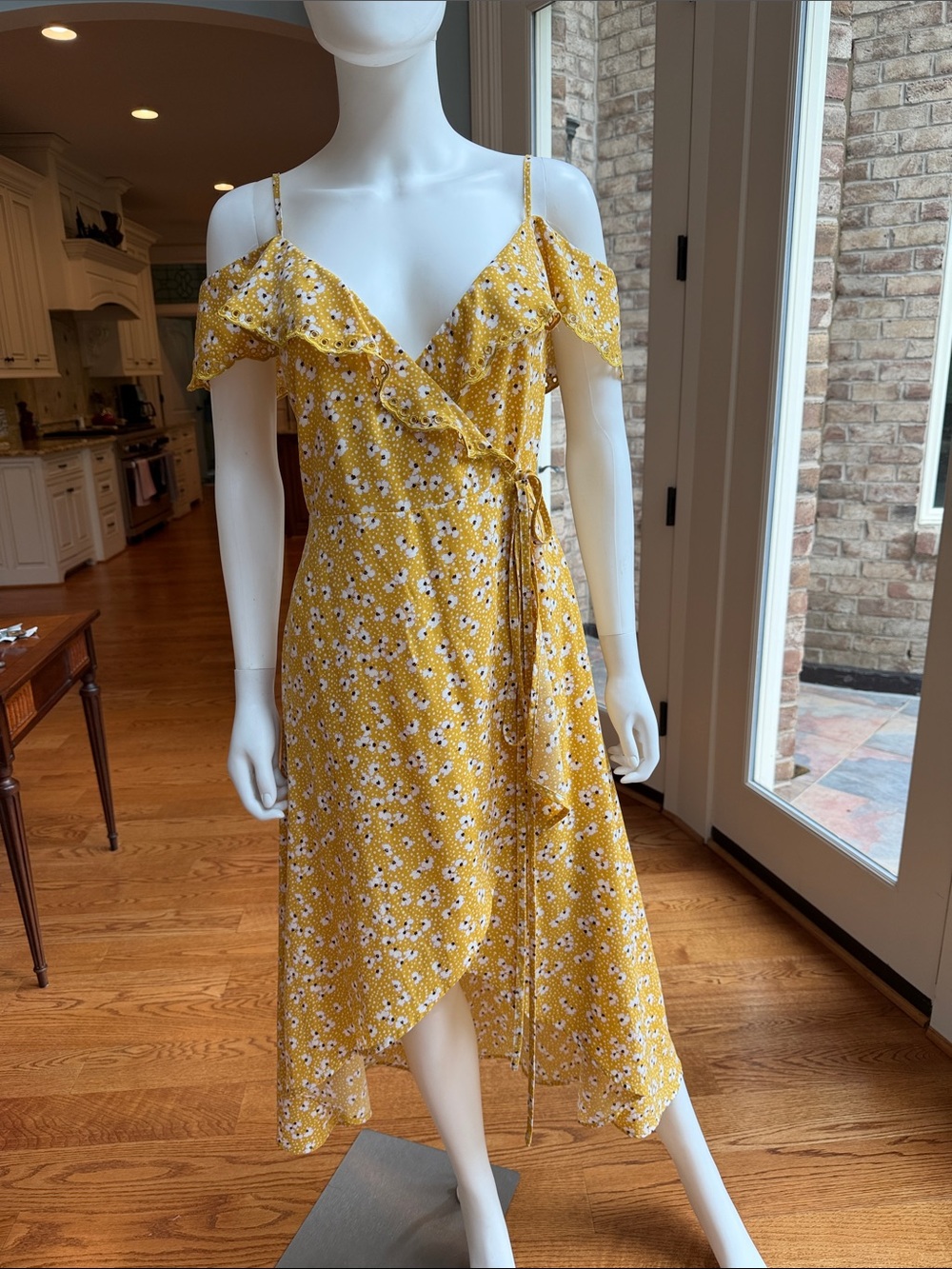 Yellow Floral One-Shoulder Wrap Dress - Women